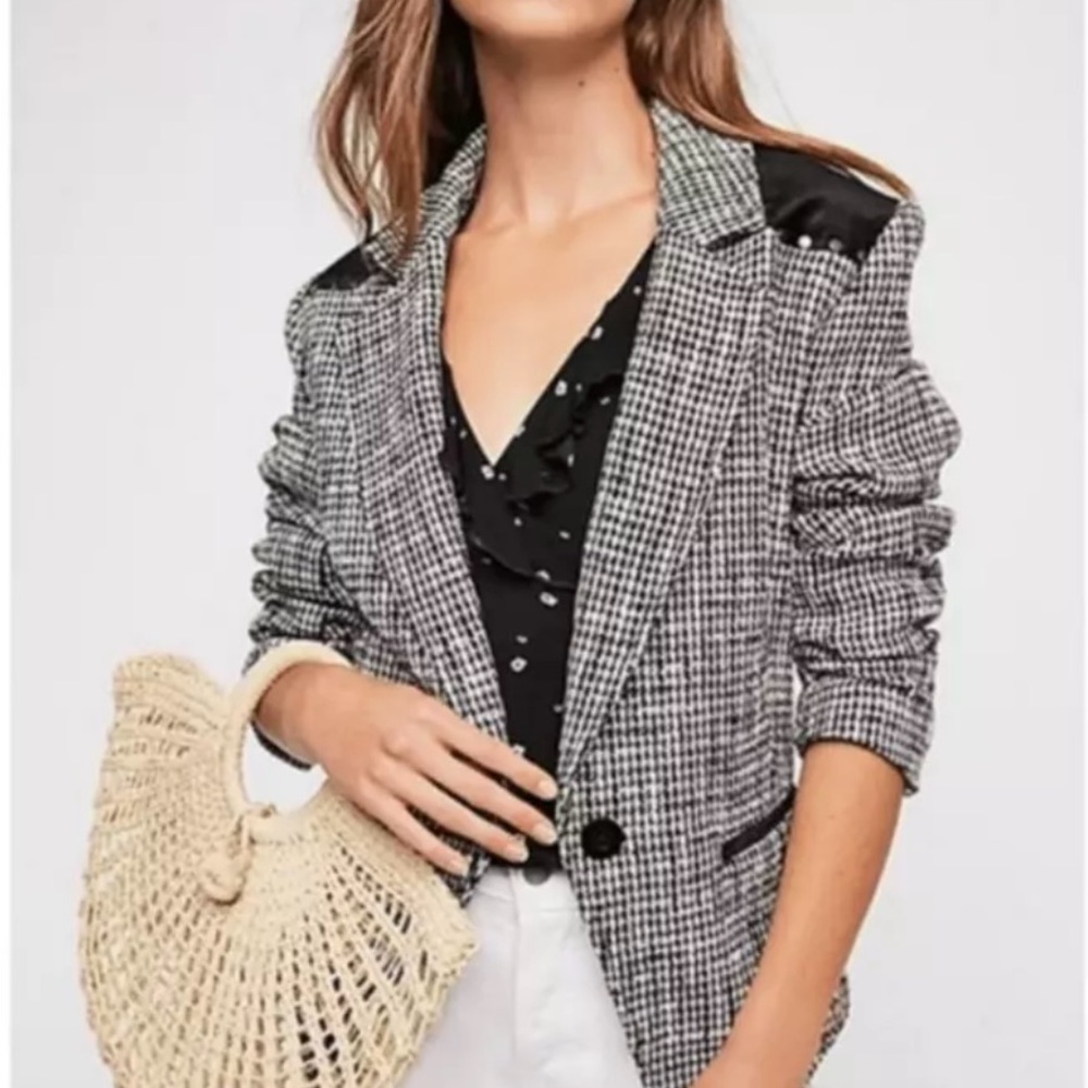 NWT - Free People - Rodeo Houndstooth Studded Blazer
